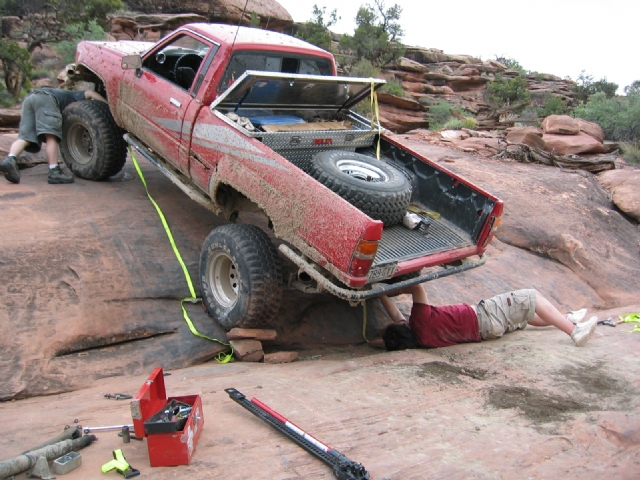 Behind the Rocks - Zach fixin his stuff