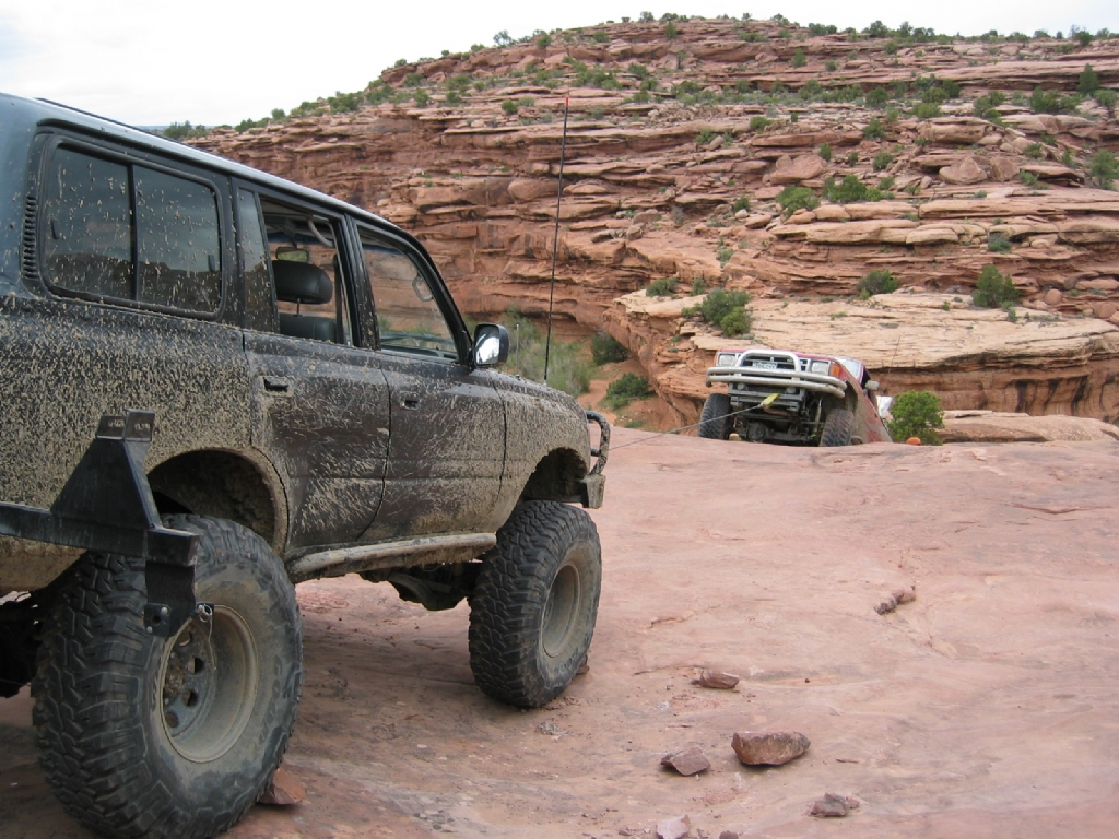 Behind the Rocks - Shawn winching Zach