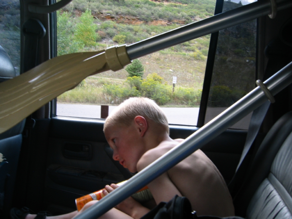 Labor Day Weekend 2005 - Jason trying to avoid all the junk in the cruiser.