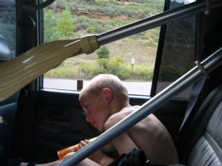 Labor Day Weekend 2005 - Jason trying to avoid all the junk in the cruiser.