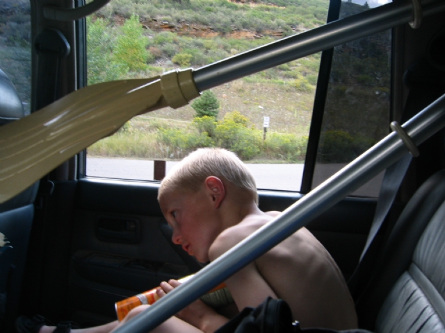 Labor Day Weekend 2005 - Jason trying to avoid all the junk in the cruiser.